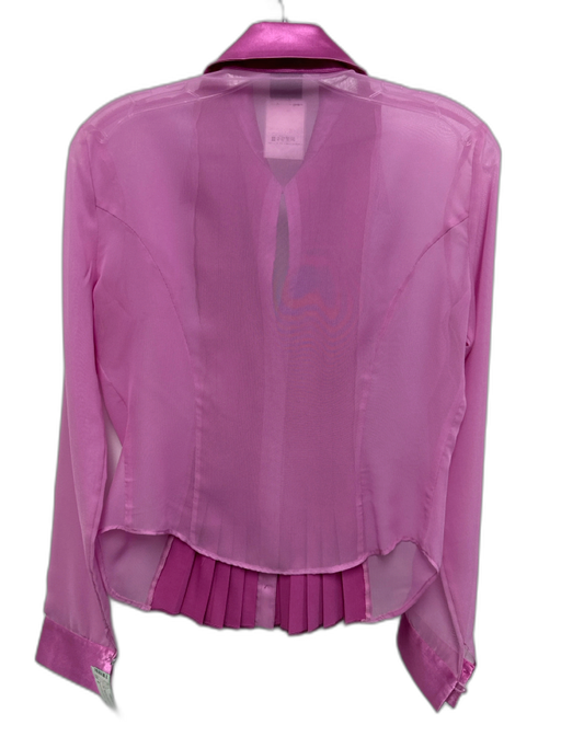 Versace Jeans Couture Size M Pink Polyester Long Sleeve Mesh Collar Pleats Top Pink / M