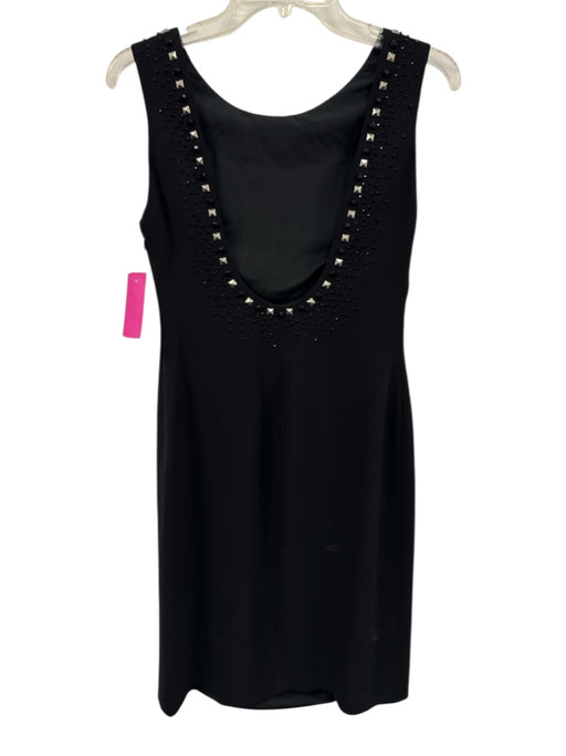 Gianni Versace Size Est Small Black Silk Low Back Beaded Sequin Design Dress Black / Est Small