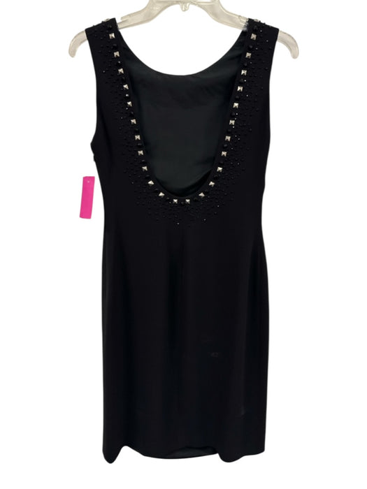 Gianni Versace Size Est Small Black Silk Low Back Beaded Sequin Design Dress Black / Est Small