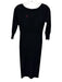 Versace Size 42 Black Viscose Knit 3/4 Sleeve Midi Dress Black / 42
