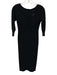 Versace Size 42 Black Viscose Knit 3/4 Sleeve Midi Dress Black / 42