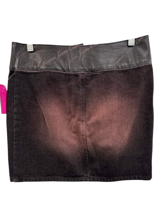 Versace Jeans Couture Size 30/44 Black & Pink Cotton & Leather Logo Ombre Skirt Black & Pink / 30/44