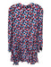 Sail To Sable Size XS Blue, Red & Pink Viscose Blend Checkered Tie V Neck Dress Blue, Red & Pink / XS