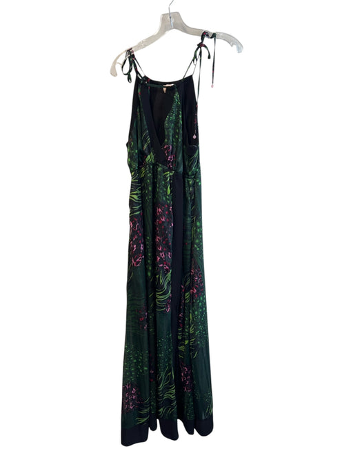 Ciebon Size XS Green & Black Polyester Halter Neck Abstract Print Maxi Dress Green & Black / XS