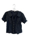 Pilcro Size S Black Cotton Short Sleeve V Neck Peter Pan Collar Button Down Top Black / S