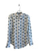 Equipment Femme Size S White & Blue Silk Long Sleeve Star Print Collar Top White & Blue / S