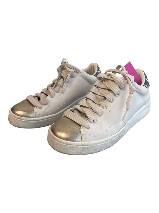 Coach Shoe Size 6 Ivory Leather Round Toe Metallic Detail Lace Up Sneaker Shoes Ivory / 6