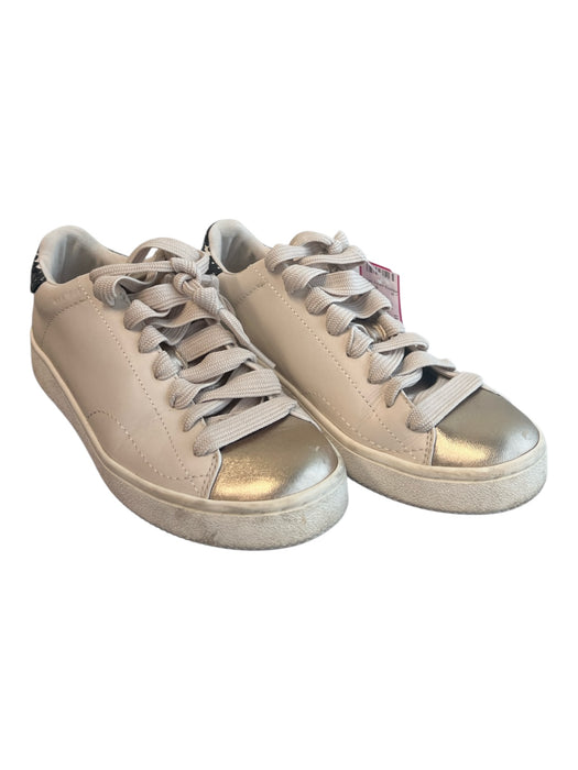 Coach Shoe Size 6 Ivory Leather Round Toe Metallic Detail Lace Up Sneaker Shoes Ivory / 6