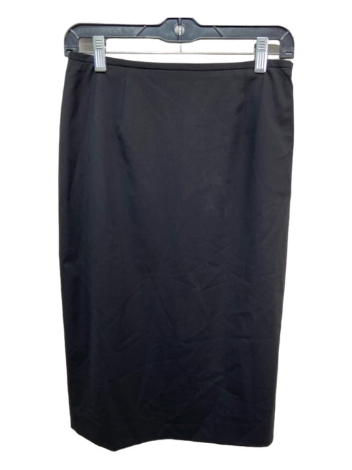 Lafayette 148 Size 2 Black Wool Blend Back Zip Slit Knee Length Pencil Skirt Black / 2