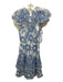 ML Monique Lhuillier Size 0 Blue & White Polyester Floral Lace Back Zip Dress Blue & White / 0