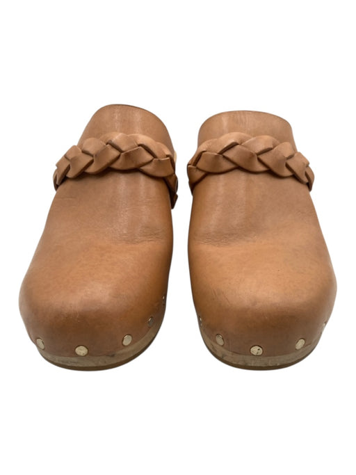 Loeffler Randall Shoe Size 8.5 Brown & Tan Leather & Wood Braided Rivets Clogs Brown & Tan / 8.5