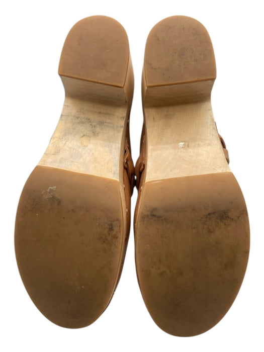 Loeffler Randall Shoe Size 8.5 Brown & Tan Leather & Wood Braided Rivets Clogs Brown & Tan / 8.5