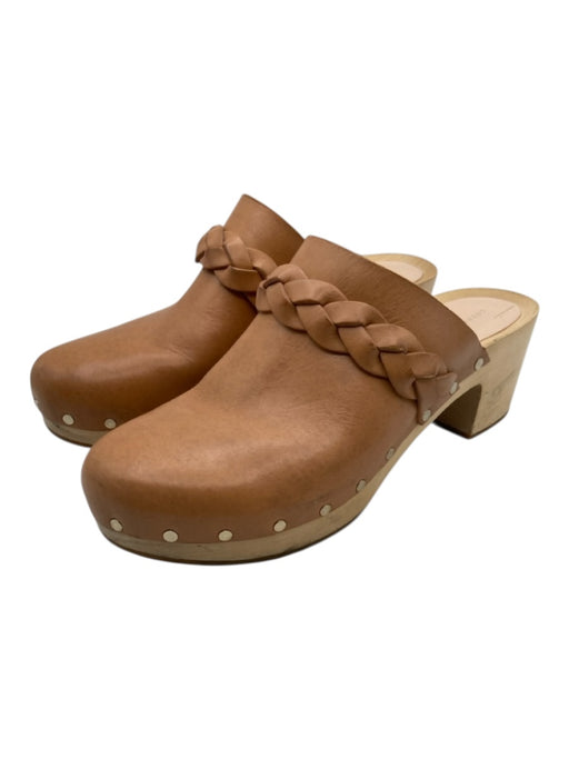 Loeffler Randall Shoe Size 8.5 Brown & Tan Leather & Wood Braided Rivets Clogs Brown & Tan / 8.5