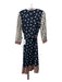 Eliza J Size 2 navy blue & multi Polyester Tie Belt Geo Print Collared Dress navy blue & multi / 2