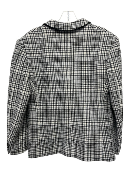 Sandro Size 40/M Black, Gray, White Wool & Polyamide Blend Plaid Blazer Jacket Black, Gray, White / 40/M