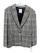 Sandro Size 40/M Black, Gray, White Wool & Polyamide Blend Plaid Blazer Jacket Black, Gray, White / 40/M