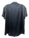 Marc By Marc Jacobs Size L Navy Blue & Black Silk Checkered Ruffle Button Top Navy Blue & Black / L