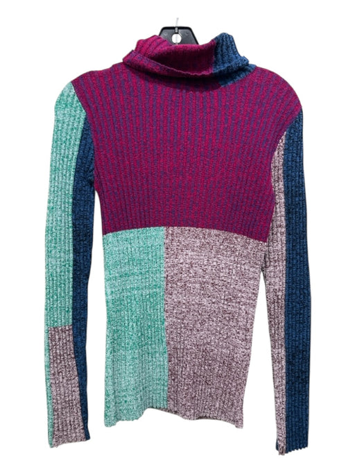 3.1 Phillip Lim Size XS Pink, Blue, Green Viscose & Cotton Turtle Neck Sweater Pink, Blue, Green / XS