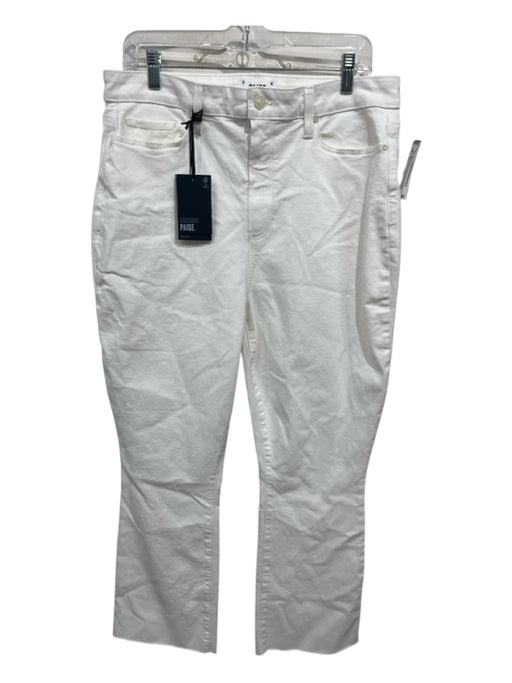 Paige Size 33 White Cotton Blend Raw Edge Mid Rise Zip & Button Jeans White / 33