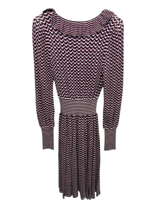 Marc Jacobs Size L Blue, White, Red Acetate Wavy Striped Long Sleeve Knit Dress Blue, White, Red / L