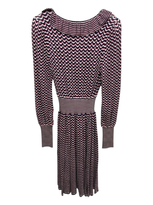 Marc Jacobs Size L Blue, White, Red Acetate Wavy Striped Long Sleeve Knit Dress Blue, White, Red / L