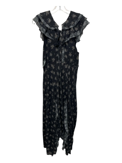 Free People Size L Black, White, Brown Polyester Ruffle Details Dress Black, White, Brown / L