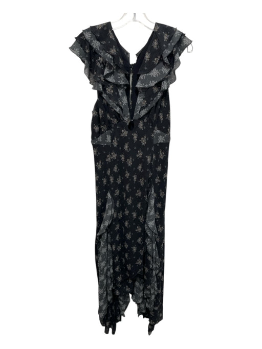 Free People Size L Black, White, Brown Polyester Ruffle Details Dress Black, White, Brown / L