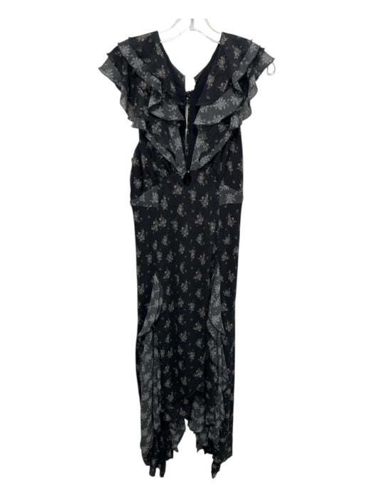 Free People Size L Black, White, Brown Polyester Ruffle Details Dress Black, White, Brown / L