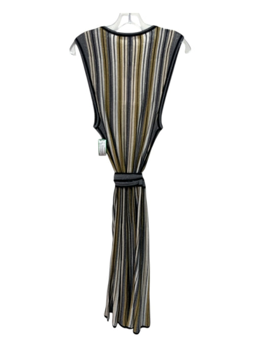Diane Von Furstenberg Size L Beige, Silver, Multi Viscose Blend Striped Dress Beige, Silver, Multi / L