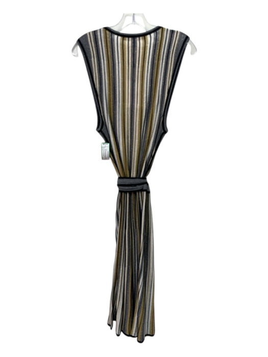 Diane Von Furstenberg Size L Beige, Silver, Multi Viscose Blend Striped Dress Beige, Silver, Multi / L
