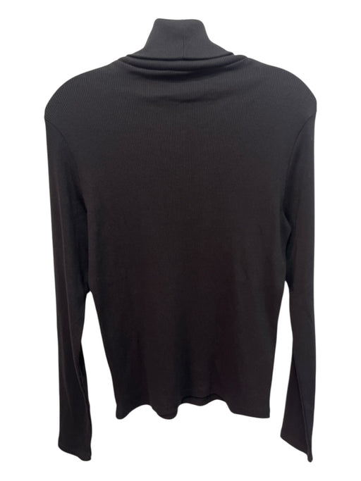 Theory Size L Black Modal & Cotton Ribbed Turtle Neck Long Sleeve Top Black / L