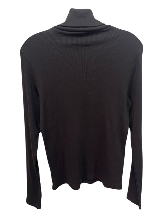 Theory Size L Black Modal & Cotton Ribbed Turtle Neck Long Sleeve Top Black / L