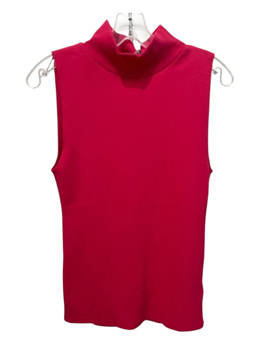 Hudson Size L Pink Cotton & Modal Ribbed Back Keyhole Sleeveless Mock Neck Top Pink / L