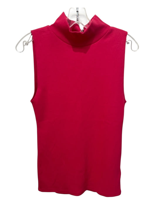 Hudson Size L Pink Cotton & Modal Ribbed Back Keyhole Sleeveless Mock Neck Top Pink / L