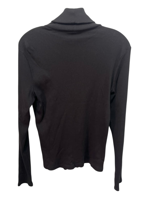 Theory Size L Black Modal & Cotton Ribbed Turtle Neck Long Sleeve Top Black / L
