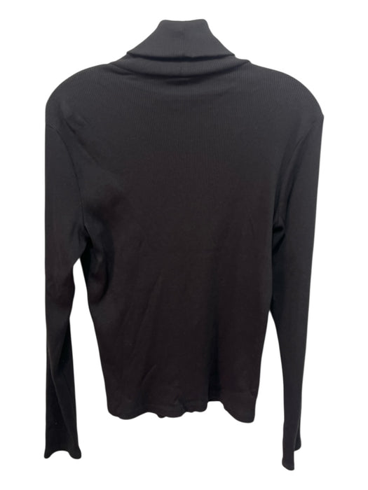 Theory Size L Black Modal & Cotton Ribbed Turtle Neck Long Sleeve Top Black / L