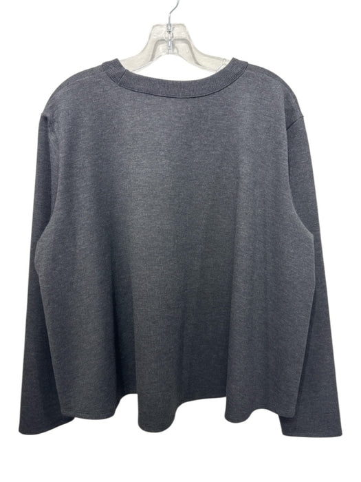 Theory Size L Charcoal Gray Viscose Blend Heathered Round Neck Long Sleeve Top Charcoal Gray / L