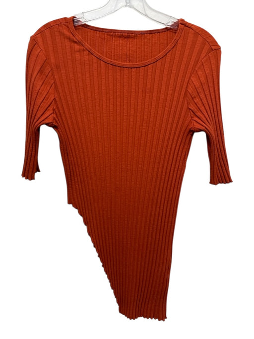 Simon Miller Size S Rust Orange Modal Blend lettuce edge Ribbed 3/4 Sleeve Top Rust Orange / S