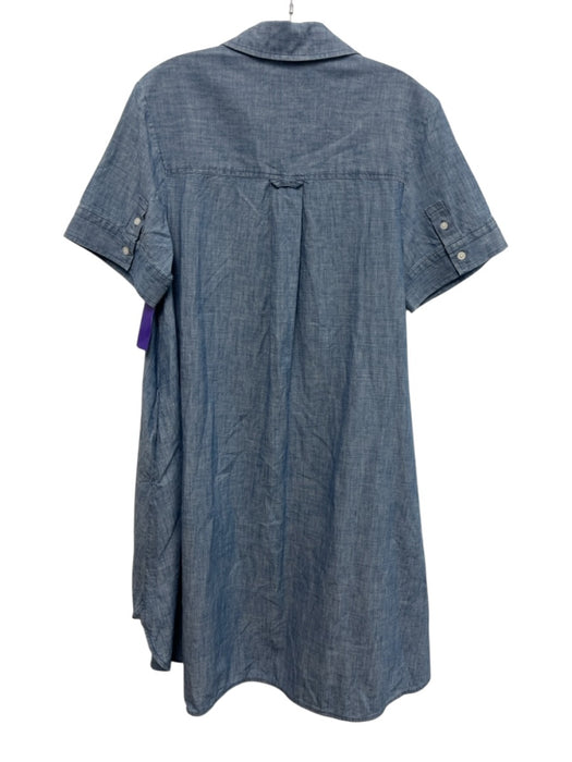 Everlane Size S Denim Blue Cotton Collar Neck Button Down Short Sleeve Dress Denim Blue / S