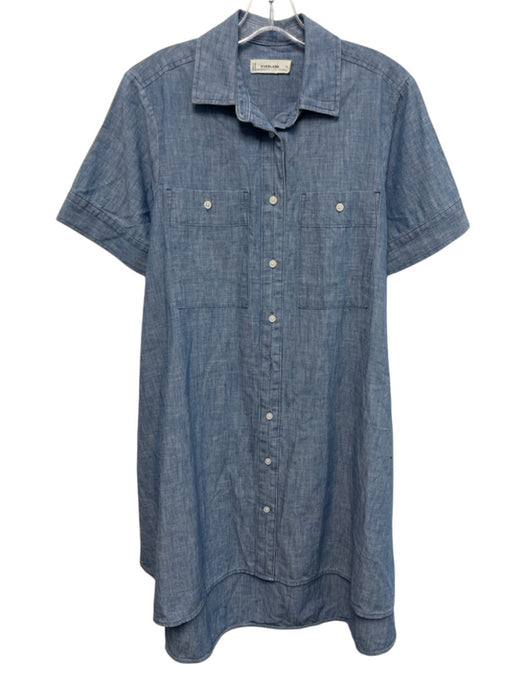 Everlane Size S Denim Blue Cotton Collar Neck Button Down Short Sleeve Dress Denim Blue / S