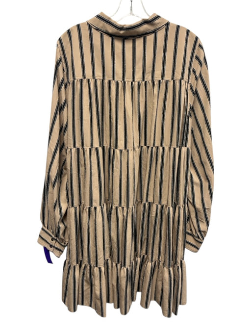 Cinq a Sept Size P/S Beige & Black Viscose Blend Collar Neck Button Down Dress Beige & Black / P/S