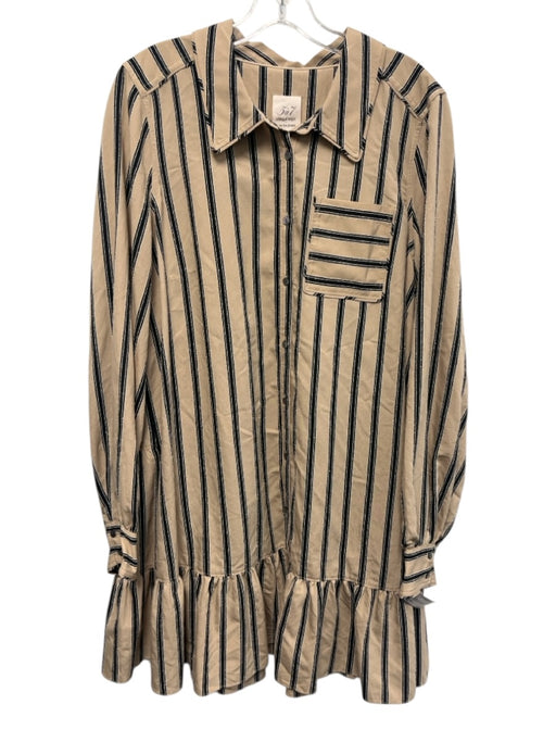 Cinq a Sept Size P/S Beige & Black Viscose Blend Collar Neck Button Down Dress Beige & Black / P/S