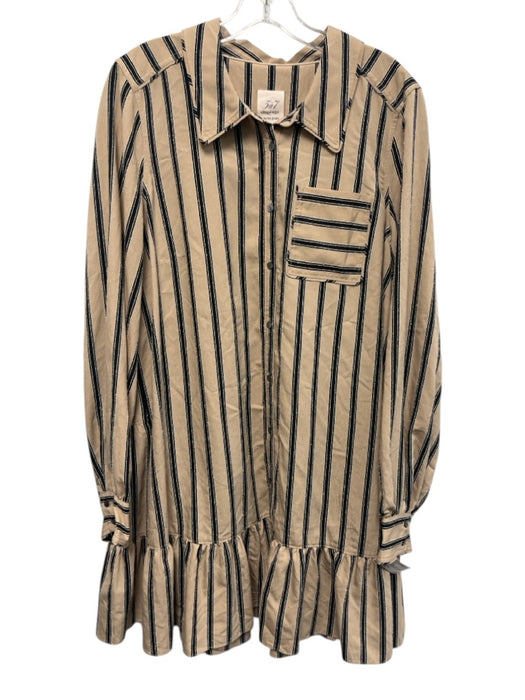 Cinq a Sept Size P/S Beige & Black Viscose Blend Collar Neck Button Down Dress Beige & Black / P/S
