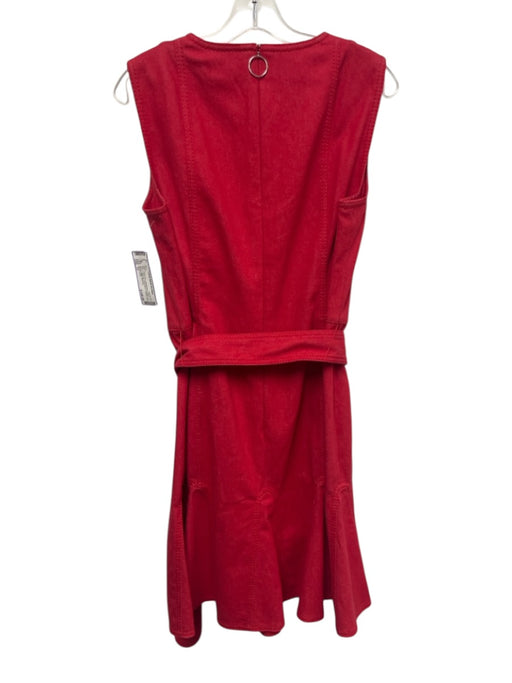 Akris Punto Size 12 Denim Red Baumwolle Cotton Back & front zip Sleeveless Dress Denim Red / 12