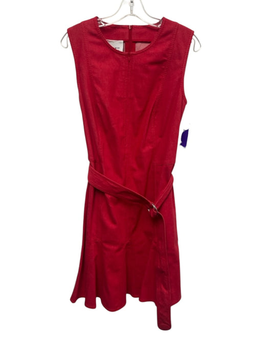 Akris Punto Size 12 Denim Red Baumwolle Cotton Back & front zip Sleeveless Dress Denim Red / 12