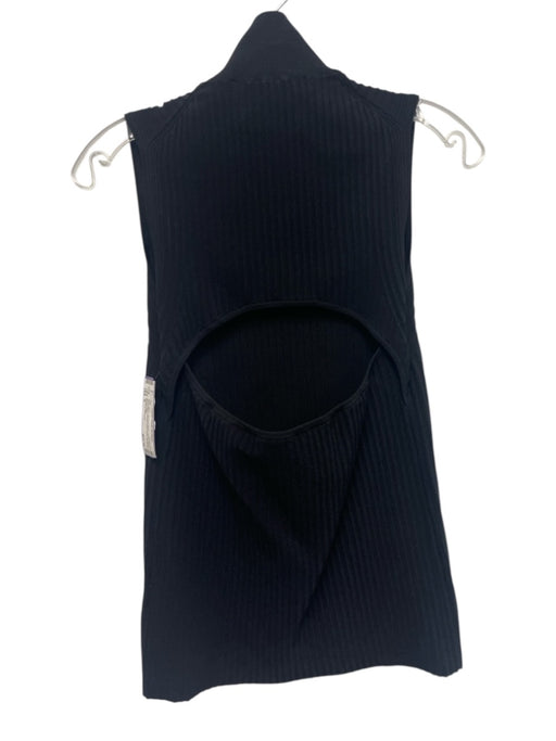 Proenza Schouler Size S Black Viscose Blend Mock Neck Sleeveless Ribbed Top Black / S