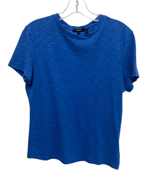 Theory Size M Blue Cotton Crew Neck Short Sleeve Heathered Top Blue / M