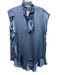 Sandro Size 2 Blue Silk Sleeveless Ruffle Neckline Front Tie High Low Top Blue / 2
