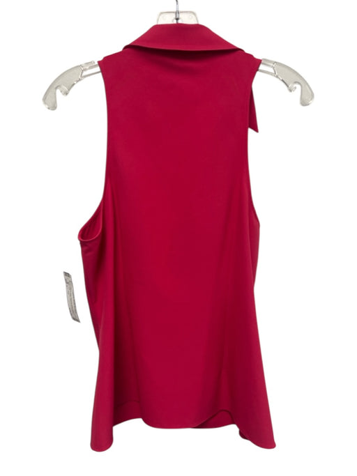 Cinq a Sept Size L Fuschia Pink Polyester Sleeveless Collar V Neck Top Fuschia Pink / L