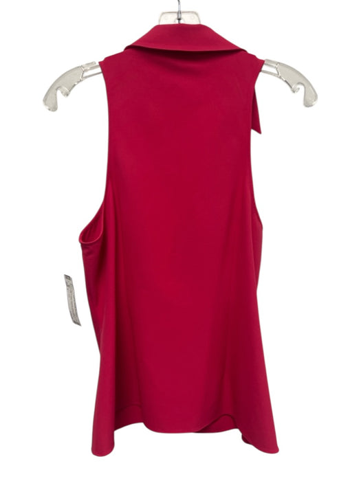 Cinq a Sept Size L Fuschia Pink Polyester Sleeveless Collar V Neck Top Fuschia Pink / L